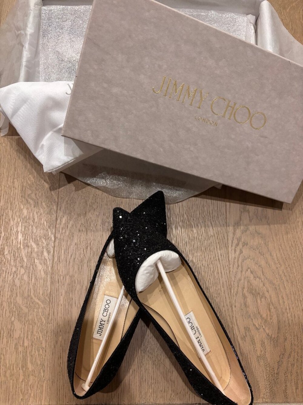 Jimmy Choo Black Pointed Toe Flats | Classic Designer Shoes | Timeless Elegant